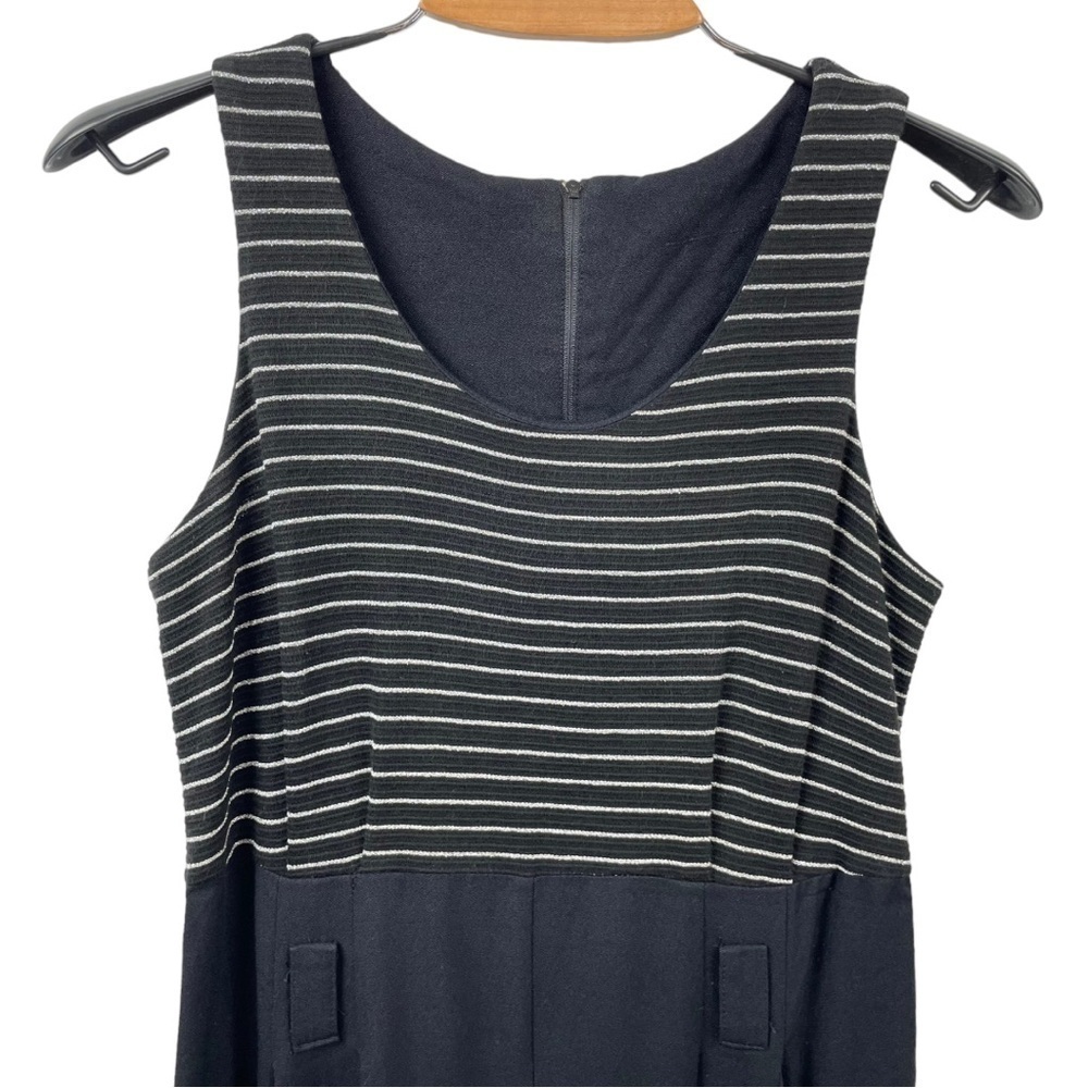 Vintage Sleeveless Jumpsuit in Black with Silver Striped Top Size 9/10 - Picture 5 of 7